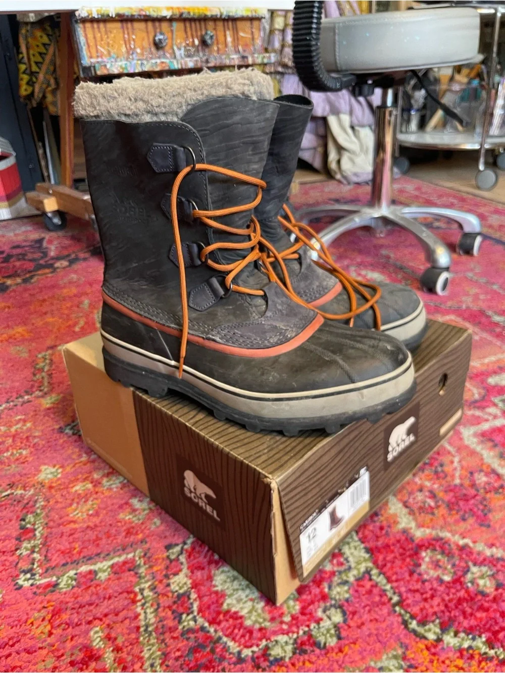 Sorel Men’s Caribou Waterproof Grill Dark Ginger sz 12